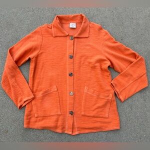 CMC Pumpkin Colored Button-Up Women's Sweatshirt 100% Cotton NWT Size Medium